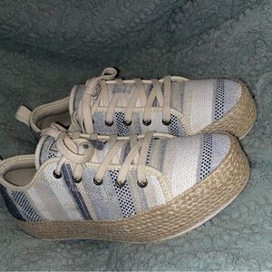 Skechers BOBS Sesame Espadrille Sneaker - platform striped canvas shoes